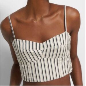 Theory bustier cropped top in cotton poplin